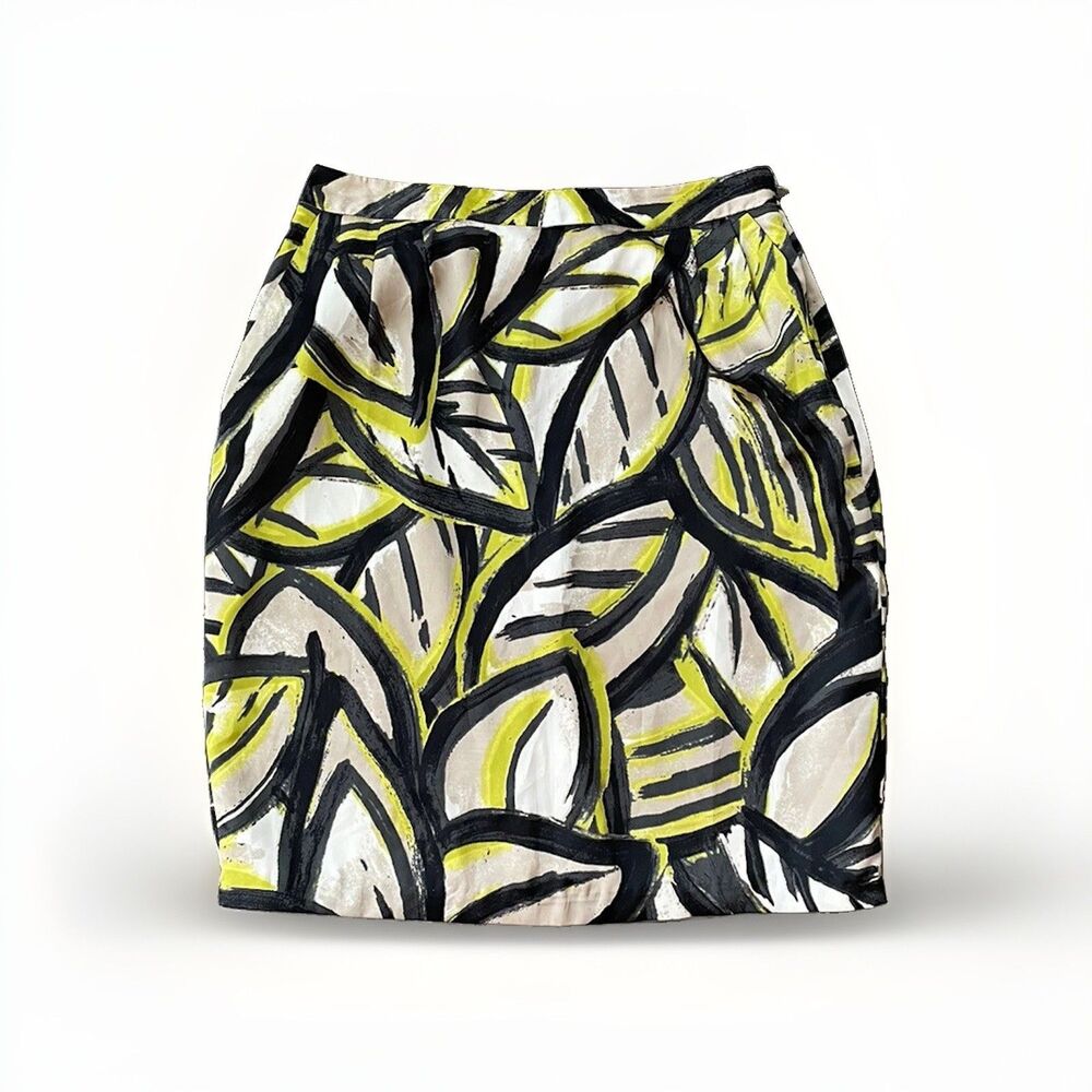 212 Collection Green Floral Pencil Skirt Size 6 Lined Career Lightweight